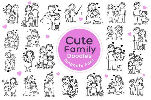 Cute Family Doodles Font for Editorial Layouts