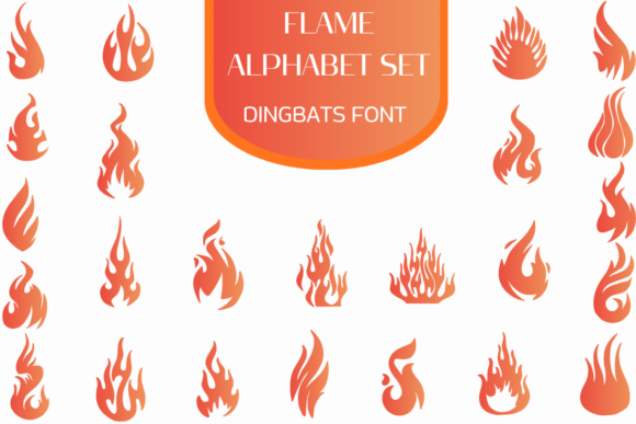 Flame Alphabet Set Font for Fiery Craft Designs